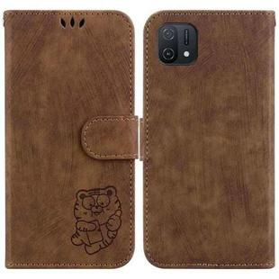 For OPPO A16K Little Tiger Embossed Leather Phone Case(Brown)