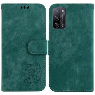 For OPPO A55 5G / A53S 5G / A54 4G Little Tiger Embossed Leather Phone Case(Green)