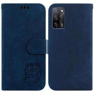 For OPPO A55 5G / A53S 5G / A54 4G Little Tiger Embossed Leather Phone Case(Dark Blue)