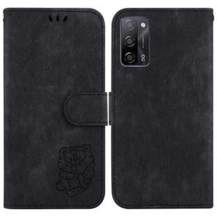 For OPPO A55 5G / A53S 5G / A54 4G Little Tiger Embossed Leather Phone Case(Black)
