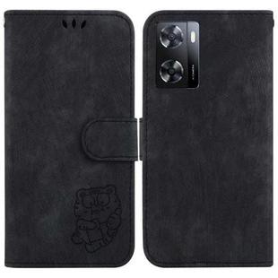 For OPPO A57 4G / 5G / A57S 4G Global Little Tiger Embossed Leather Phone Case(Black)