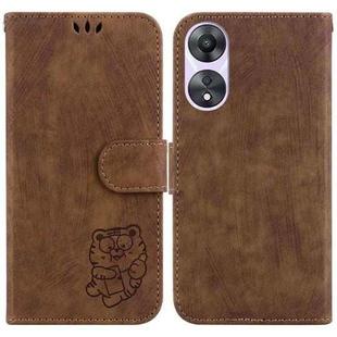 For OPPO A58 5G / A78 5G Little Tiger Embossed Leather Phone Case(Brown)