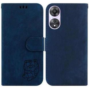 For OPPO A58 5G / A78 5G Little Tiger Embossed Leather Phone Case(Dark Blue)