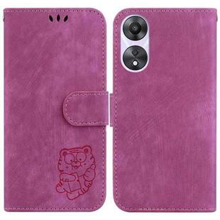 For OPPO A58 5G / A78 5G Little Tiger Embossed Leather Phone Case(Rose Red)