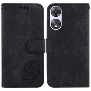 For OPPO A58 5G / A78 5G Little Tiger Embossed Leather Phone Case(Black)