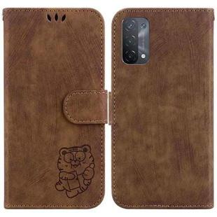 For OPPO A74 5G / A93 5G / A54 5G Little Tiger Embossed Leather Phone Case(Brown)