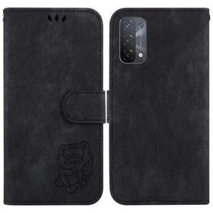 For OPPO A74 5G / A93 5G / A54 5G Little Tiger Embossed Leather Phone Case(Black)