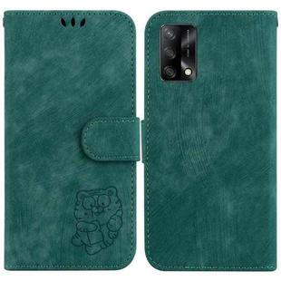 For OPPO A74 4G / F19 4G Little Tiger Embossed Leather Phone Case(Green)