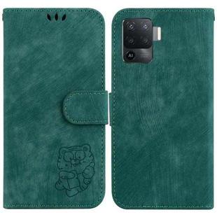 For OPPO A94 4G / F19 Pro / Reno5 F Little Tiger Embossed Leather Phone Case(Green)