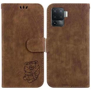 For OPPO A94 4G / F19 Pro / Reno5 F Little Tiger Embossed Leather Phone Case(Brown)