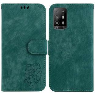 For OPPO A94 5G / F19 Pro+ 5G /Reno5 Z Little Tiger Embossed Leather Phone Case(Green)