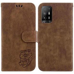 For OPPO A94 5G / F19 Pro+ 5G /Reno5 Z Little Tiger Embossed Leather Phone Case(Brown)