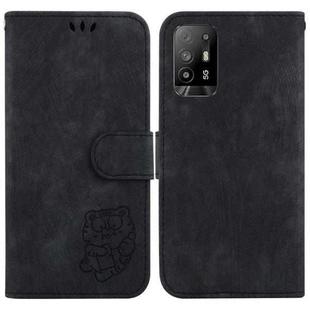 For OPPO A94 5G / F19 Pro+ 5G /Reno5 Z Little Tiger Embossed Leather Phone Case(Black)