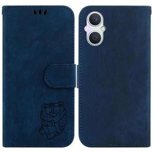 For OPPO A96 5G / Reno7 Z 5G Little Tiger Embossed Leather Phone Case(Dark Blue)