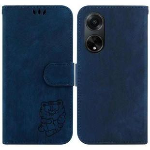 For OPPO A98 5G / F23 5G India Little Tiger Embossed Leather Phone Case(Dark Blue)