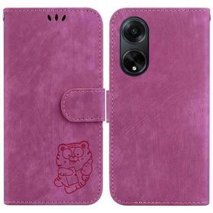 For OPPO A98 5G / F23 5G India Little Tiger Embossed Leather Phone Case(Rose Red)