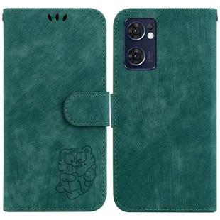 For OPPO Reno7 5G Global /Find X5 Lite Little Tiger Embossed Leather Phone Case(Green)