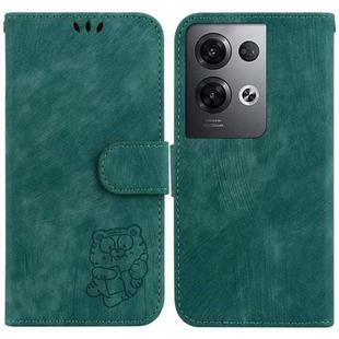 For OPPO Reno8 Pro 5G Global Little Tiger Embossed Leather Phone Case(Green)