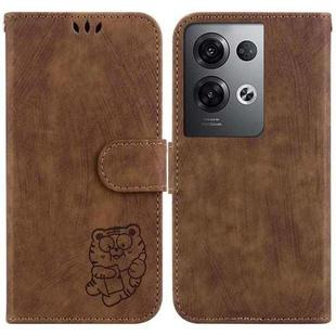 For OPPO Reno8 Pro 5G Global Little Tiger Embossed Leather Phone Case(Brown)