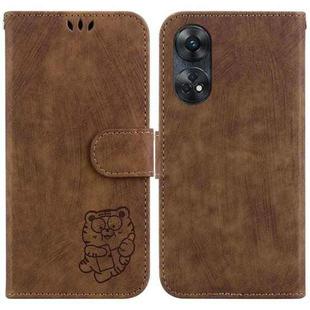 For OPPO Reno8 T 4G Little Tiger Embossed Leather Phone Case(Brown)