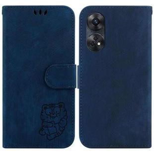 For OPPO Reno8 T 4G Little Tiger Embossed Leather Phone Case(Dark Blue)