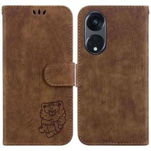 For OPPO Reno8 T 5G / A1 Pro 5G Little Tiger Embossed Leather Phone Case(Brown)