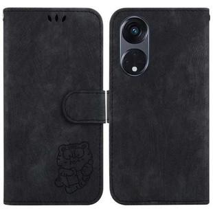 For OPPO Reno8 T 5G / A1 Pro 5G Little Tiger Embossed Leather Phone Case(Black)