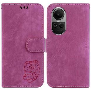 For OPPO Reno10 /10 Pro 5G Global Little Tiger Embossed Leather Phone Case(Rose Red)