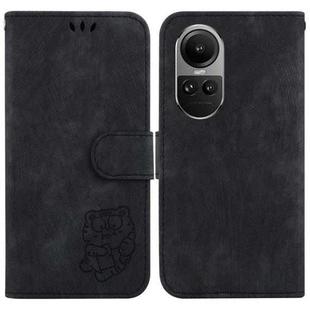 For OPPO Reno10 /10 Pro 5G Global Little Tiger Embossed Leather Phone Case(Black)