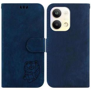 For OPPO Reno9 Pro Little Tiger Embossed Leather Phone Case(Dark Blue)
