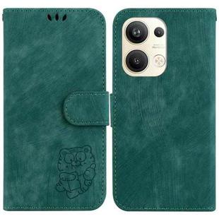 For OPPO Reno9 Pro+ Little Tiger Embossed Leather Phone Case(Green)