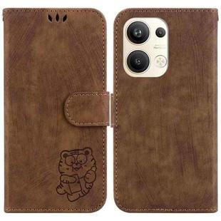 For OPPO Reno9 Pro+ Little Tiger Embossed Leather Phone Case(Brown)