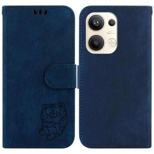 For OPPO Reno9 Pro+ Little Tiger Embossed Leather Phone Case(Dark Blue)