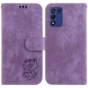 For OPPO K9S 5G / Realme Q3S Little Tiger Embossed Leather Phone Case(Purple)