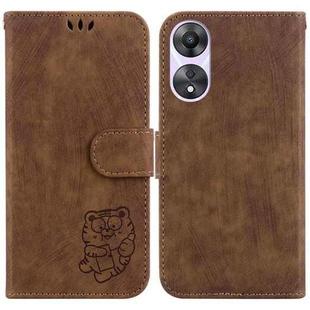 For OPPO A58 4G Little Tiger Embossed Leather Phone Case(Brown)