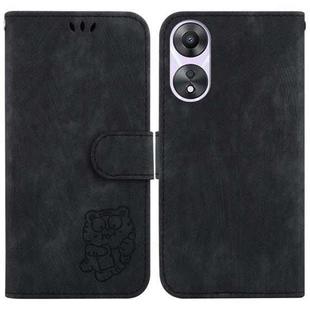 For OPPO A58 4G Little Tiger Embossed Leather Phone Case(Black)