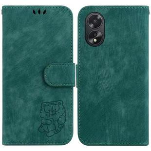 For OPPO A38 4G / A18 Little Tiger Embossed Leather Phone Case(Green)