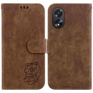 For OPPO A38 4G / A18 Little Tiger Embossed Leather Phone Case(Brown)