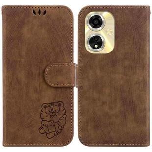 For OPPO A59 5G / A2M Little Tiger Embossed Leather Phone Case(Brown)