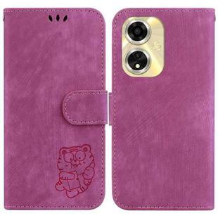 For OPPO A59 5G / A2M Little Tiger Embossed Leather Phone Case(Rose Red)