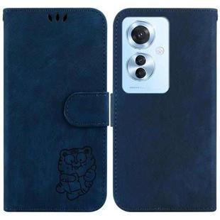 For OPPO Reno11 F Global Little Tiger Embossed Leather Phone Case(Dark Blue)