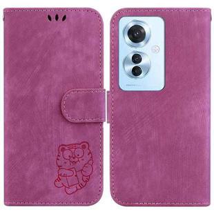 For  OPPO F25 Pro 5G Global Little Tiger Embossed Leather Phone Case(Rose Red)