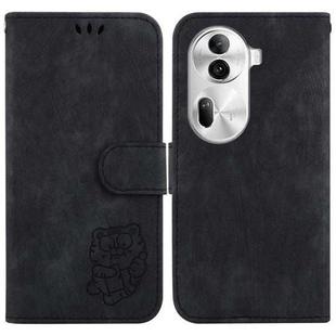 For  OPPO Reno11 Pro 5G Global Little Tiger Embossed Leather Phone Case(Black)