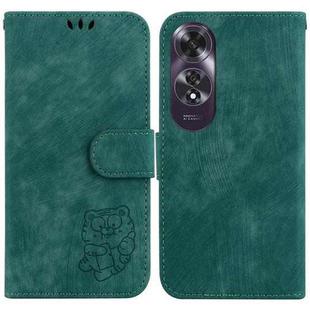 For OPPO A60 4G Little Tiger Embossed Leather Phone Case(Green)