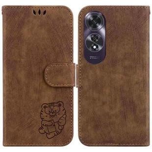 For OPPO A60 4G Little Tiger Embossed Leather Phone Case(Brown)