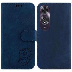 For OPPO A60 4G Little Tiger Embossed Leather Phone Case(Dark Blue)