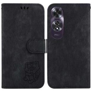For OPPO A60 4G Little Tiger Embossed Leather Phone Case(Black)