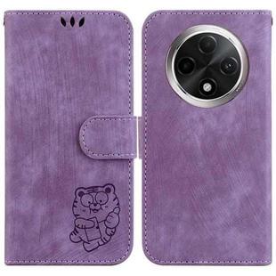 For OPPO A3 Pro 5G Little Tiger Embossed Leather Phone Case(Purple)