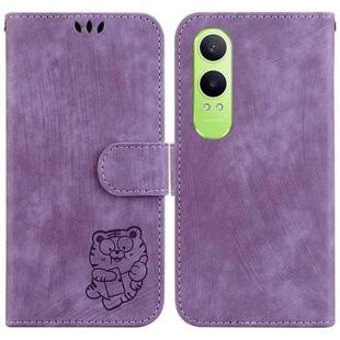 For OPPO K12x Little Tiger Embossed Leather Phone Case(Purple)