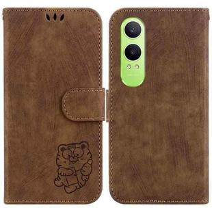 For OPPO K12x Little Tiger Embossed Leather Phone Case(Brown)